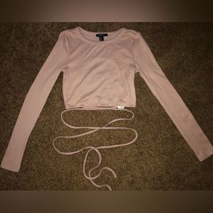 Sparkly pink tie crop top